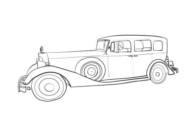 Çok eski bir araba çizimi.