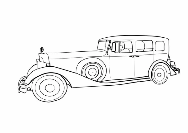 Une Très Vieille Illustration Voiture — Image vectorielle