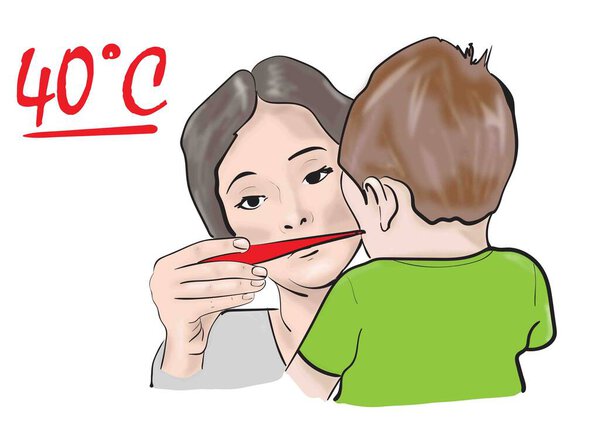 a doctor baby child with temperature