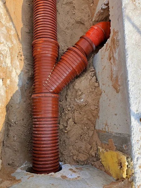 建筑工地污水用塑料管 — 图库照片