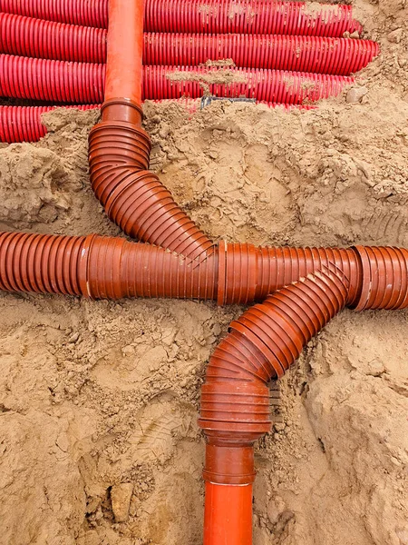 Plastic Pipes Sewerage Building Site — Stock Photo, Image
