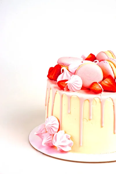 Delicioso Pastel Casero Con Bayas Galletas — Foto de Stock