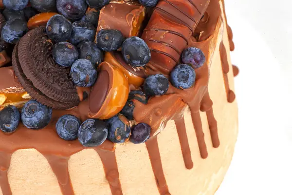 Вкусный Домашний Торт Ягодами Шоколадом — стоковое фото