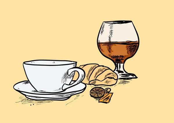 Café y coñac — Vector de stock