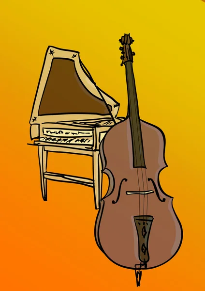 Gamla musikinstrument — Stock vektor