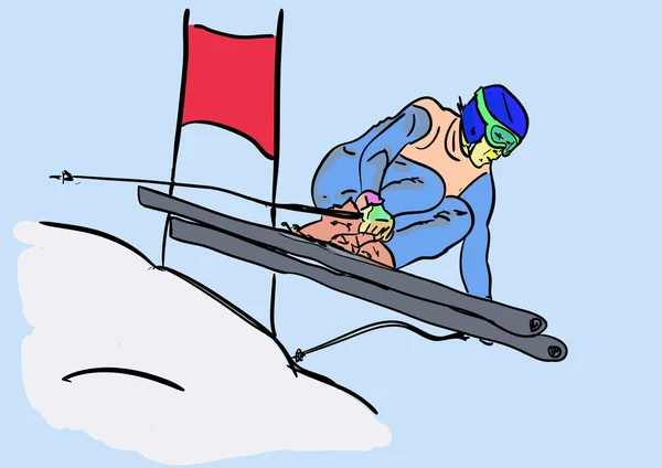 滑雪、 冬季 — 图库矢量图片