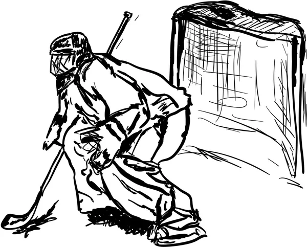 Eishockey-Torhüter auf dem Eis — Stockvektor
