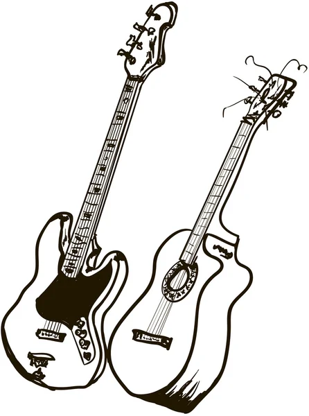 Two guitars on the floor — Stock Vector