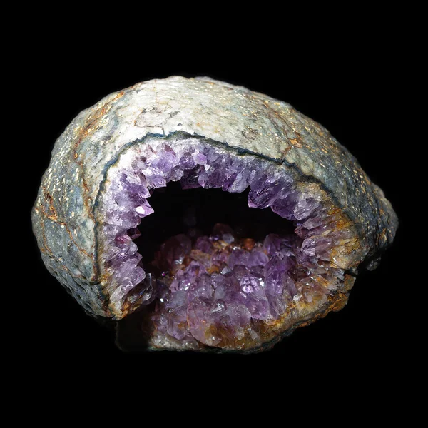 Amethyst druse on black background — Stock Photo, Image