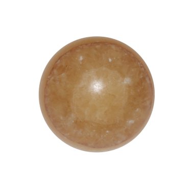 Beyaz arkaplanda sarı kalsit küresi 