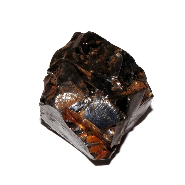 Naturale Russo Greggio Schungite Sfondo Bianco — Foto Stock