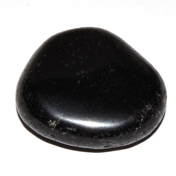 Obsidian Tumbled Stone White Background — Stock Photo, Image