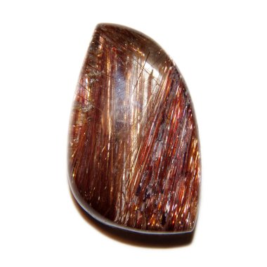 Beyaz arkaplanda rutil (Venüs tüylü) kuvars cabochon 