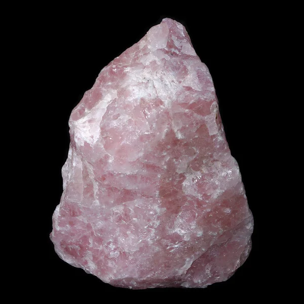 Pedra Quartzo Rosa Fundo Preto — Fotografia de Stock