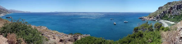 Panoramisch Uitzicht Vanaf Berg Naar Prachtige Blauwe Zee Griekenland — Stockfoto