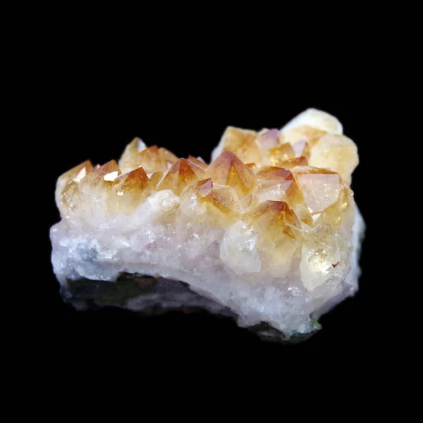 Citrine Druse Zwarte Achtergrond — Stockfoto