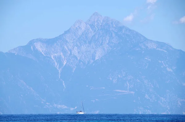 Blick Vom Meer Auf Den Heiligen Berg Athos — Stockfoto