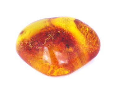 Beyaz arkaplanda baltık kehribar yakın plan 