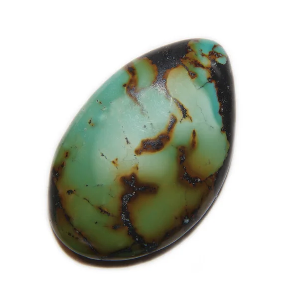 Cabochon Turquoise Sur Fond Blanc — Photo