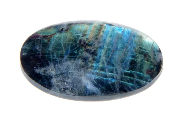 Labradorite Cabochon Isolé Sur Fond Blanc — Photo