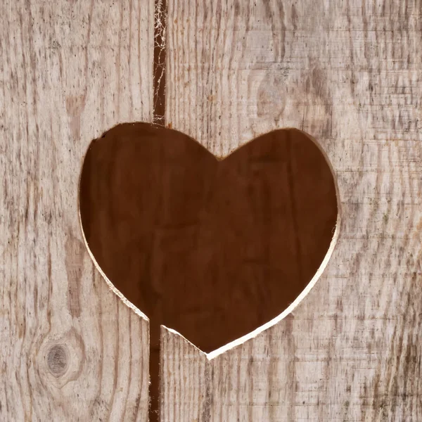 Heart Shaped Hole Cut Wooden Door Close — Stock Photo, Image