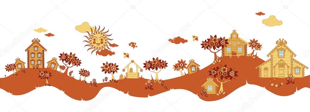 Village street — Stock Illustration Village street Stock Vector