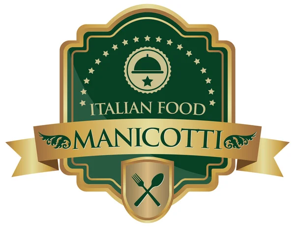 Manicotti 음식 스티커 — 스톡 벡터