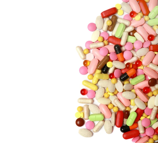 Много разноцветных таблеток наркотиков и таблеток, медицинское образование. Макро . — стоковое фото