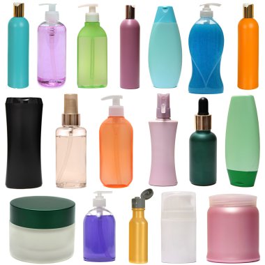 renkli plastik şişe sıvı sabun ve duş jeli.