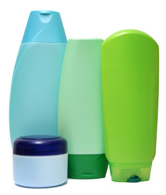 renkli plastik şişe sıvı sabun ve duş jeli.