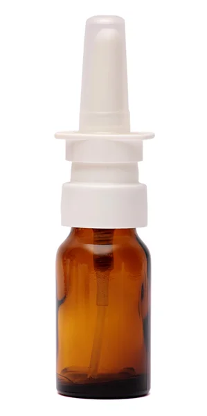 Şişe sprey burun damla beyaz arka plan üzerinde izole. Soğuk algınlığı için ilaç