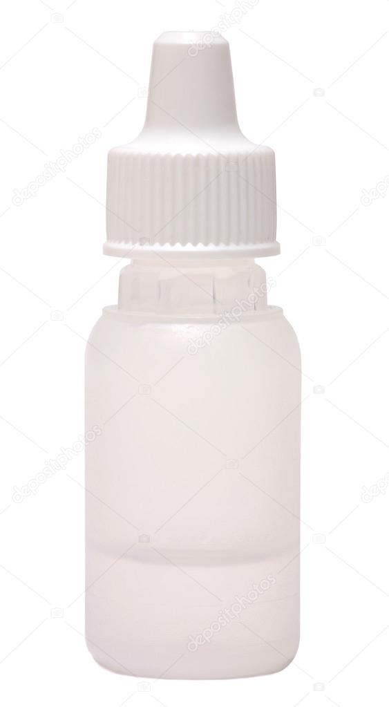Bottles with spray nasal drops isolated on white background . Medicine for a cold