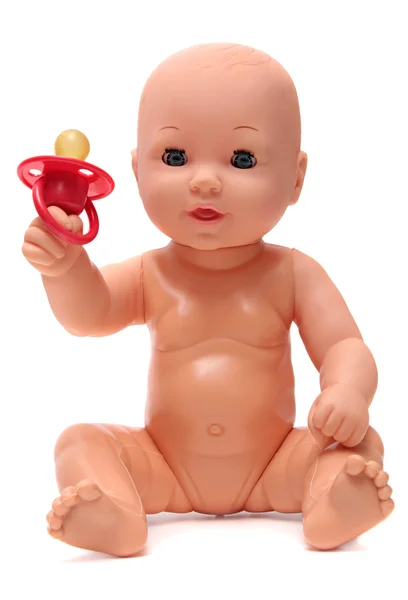 Műanyag Baby Doll elszigetelt fehér background — Stock Fotó