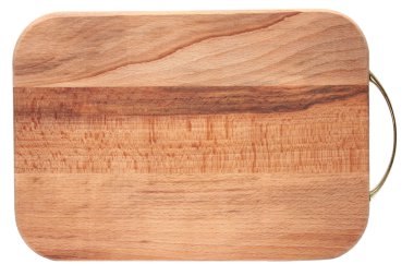 Kahverengi kesme tahtası beyaz arkaplanda izole edildi