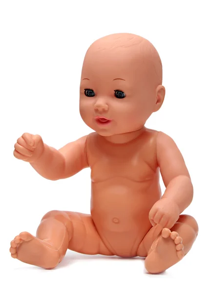 Пластиковый Baby Doll на белом фоне — стоковое фото