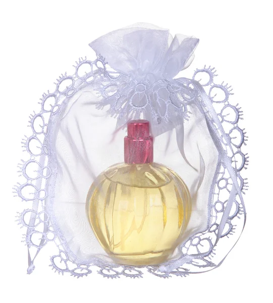 Glass bottles of perfume isolated on  white background. Photography Studio. — Stock Photo, Image