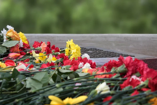 Mémorial aux fleurs. 9 mai, jour de la victoire, héros de la mémoire — Photo