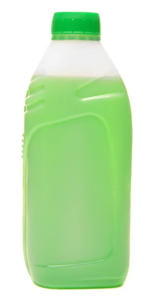 Закрытая косметическая или гигиеническая пластиковая бутылка геля, жидкого мыла, лосьона, крема, шампуня. Изолированный на белом фоне . — стоковое фото