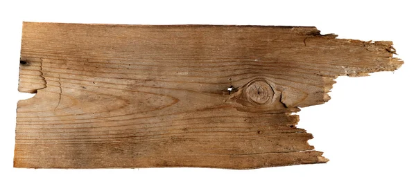 Gamla trä planka, isolerad på vit bakgrund — Stockfoto