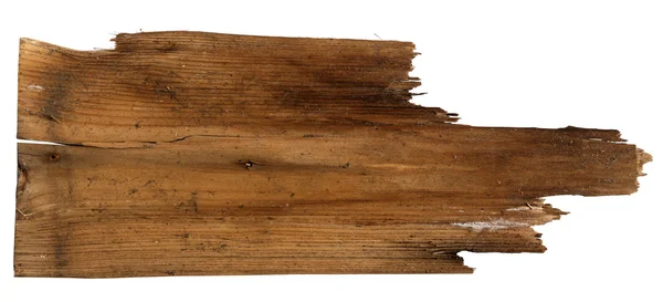 Tábua de madeira velha, isolada sobre fundo branco — Fotografia de Stock