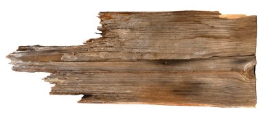 Yaşlı tahta, beyaz arka planda izole edilmiş.