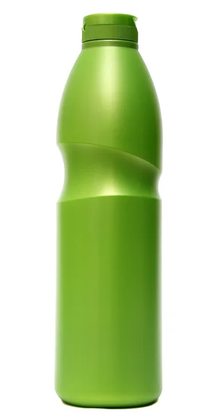Frasco de plástico com champô ou produto cosmético higiénico, isolado sobre fundo branco — Fotografia de Stock