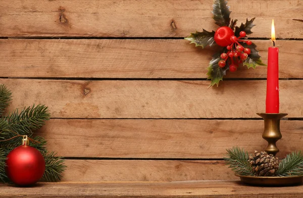 Christmas decoration on old grunge wooden board. — Stock Photo, Image