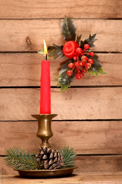 Christmas decoration on old grunge wooden board. — Stock Photo, Image