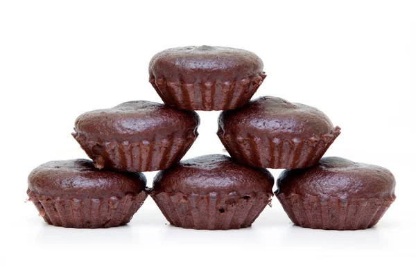 Choklad Muffins Isolerad Vit Bakgrund — Stockfoto