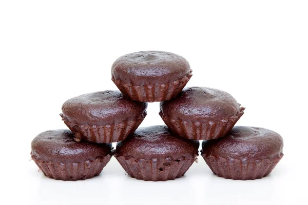 Choklad Muffins Isolerad Vit Bakgrund — Stockfoto