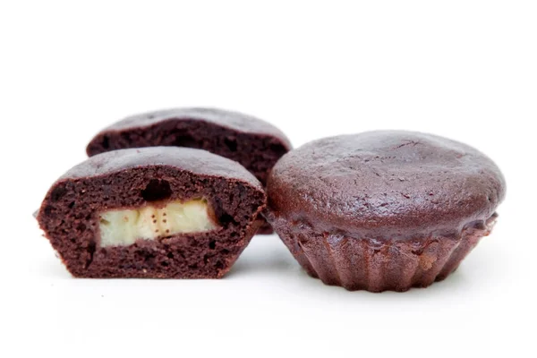 Čokoládové Muffiny Izolované Bílém Pozadí — Stock fotografie