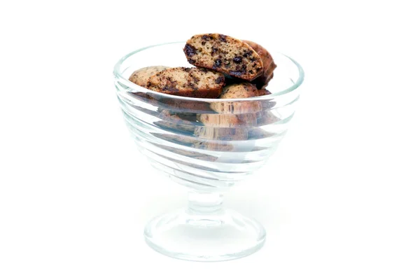 Chocolade Chip Cookies Een Glazen Kom — Stockfoto