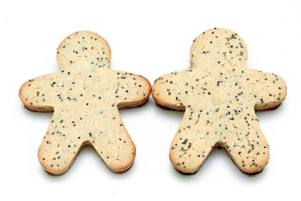Lebkuchen Männer Kekse Isoliert Auf Weißem Hintergrund — Stockfoto