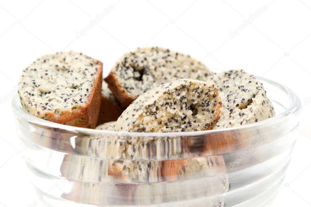 Muffins with poppy seeds in a bowl
